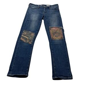 Anthropologie Pilcro Jeans Women's 26 Blue Slim Boyfriend‎ Patchwork Boho Hippie